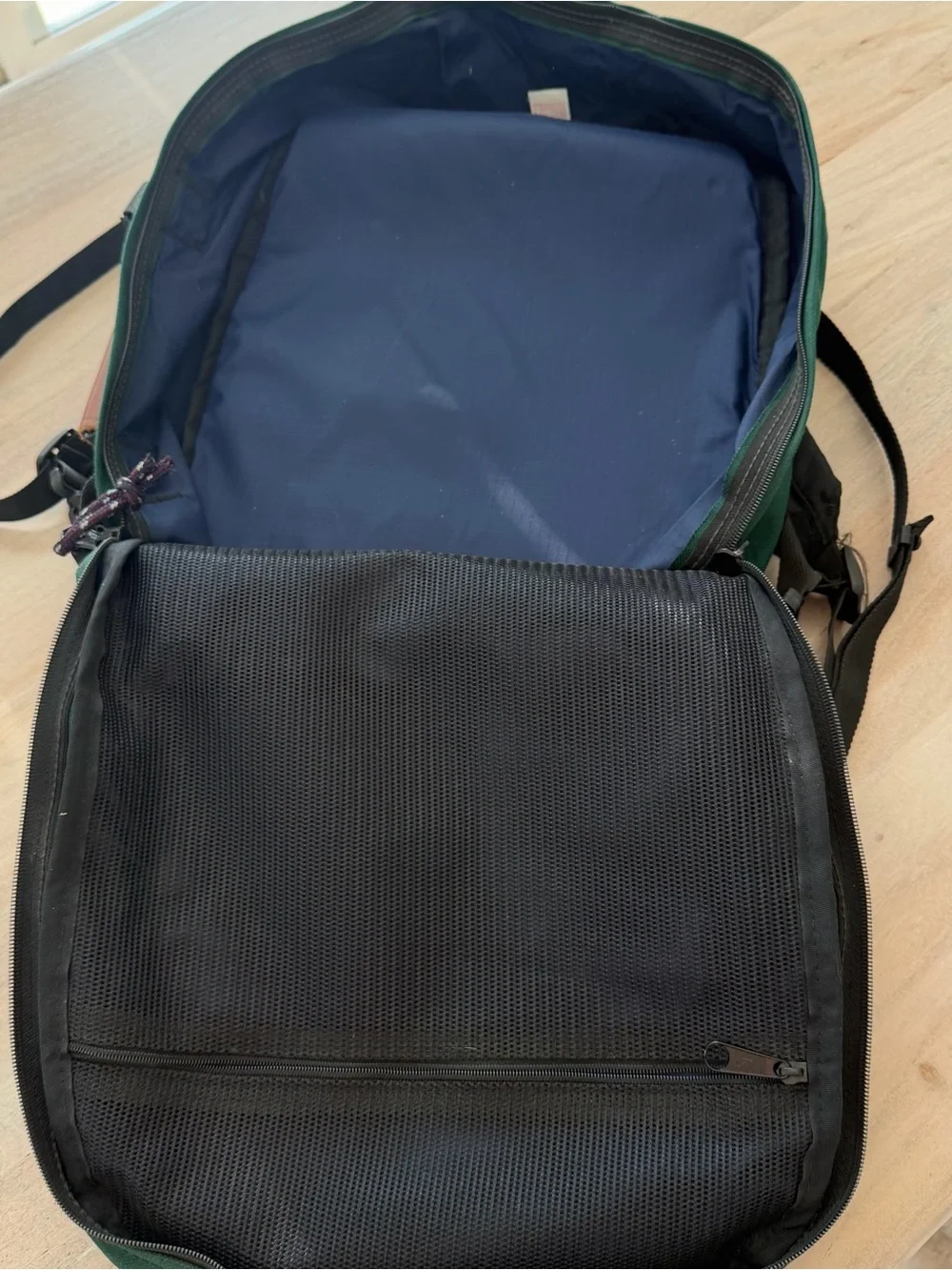 Vintage Jansport Forest Green 80s 90s Backpack Leather USA